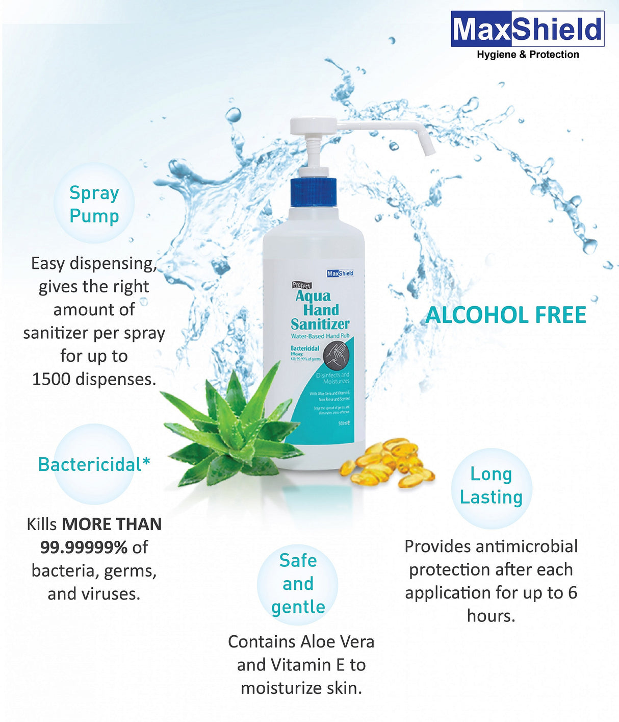 MaxShield® Aqua Hand Sanitizer Water-Based Hand Rub