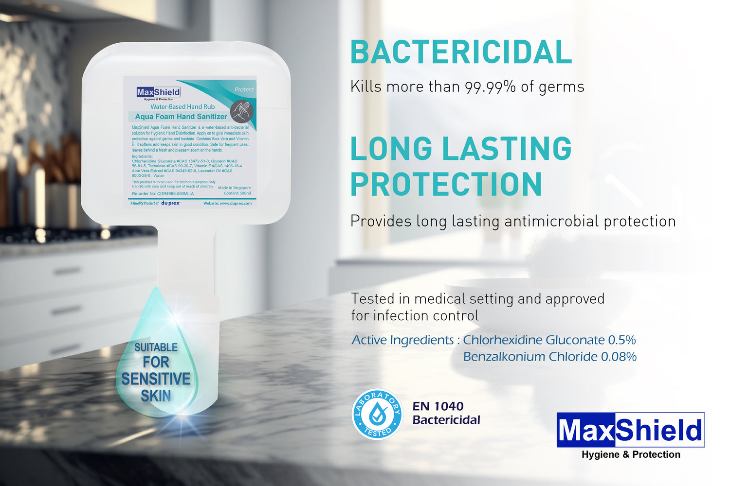 MaxShield® Aqua Foam Hand Sanitizer Cartridge - Water-Based Hand Rub