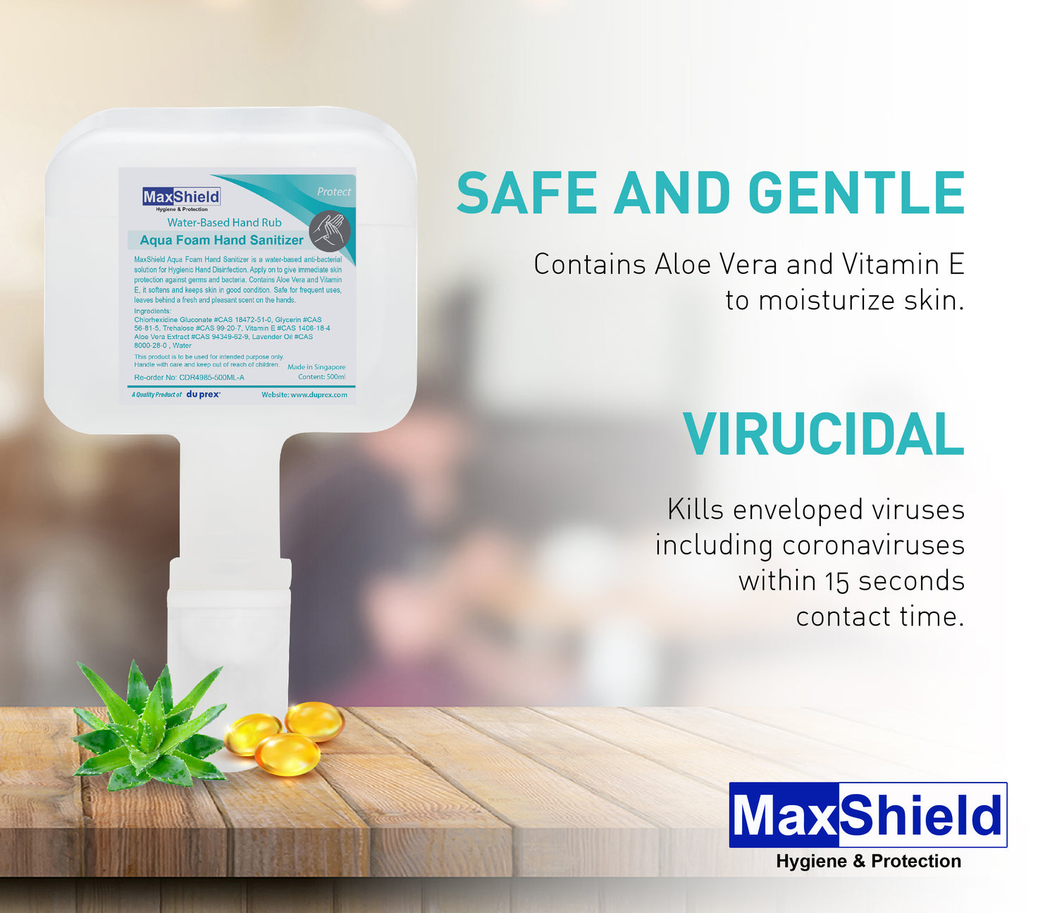 MaxShield® Aqua Foam Hand Sanitizer Cartridge - Water-Based Hand Rub