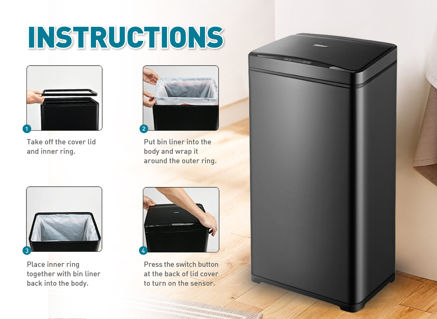 LIMITED OFFER Auto Sensor Waste Bin i-Bin MRB650 (50 Litres)