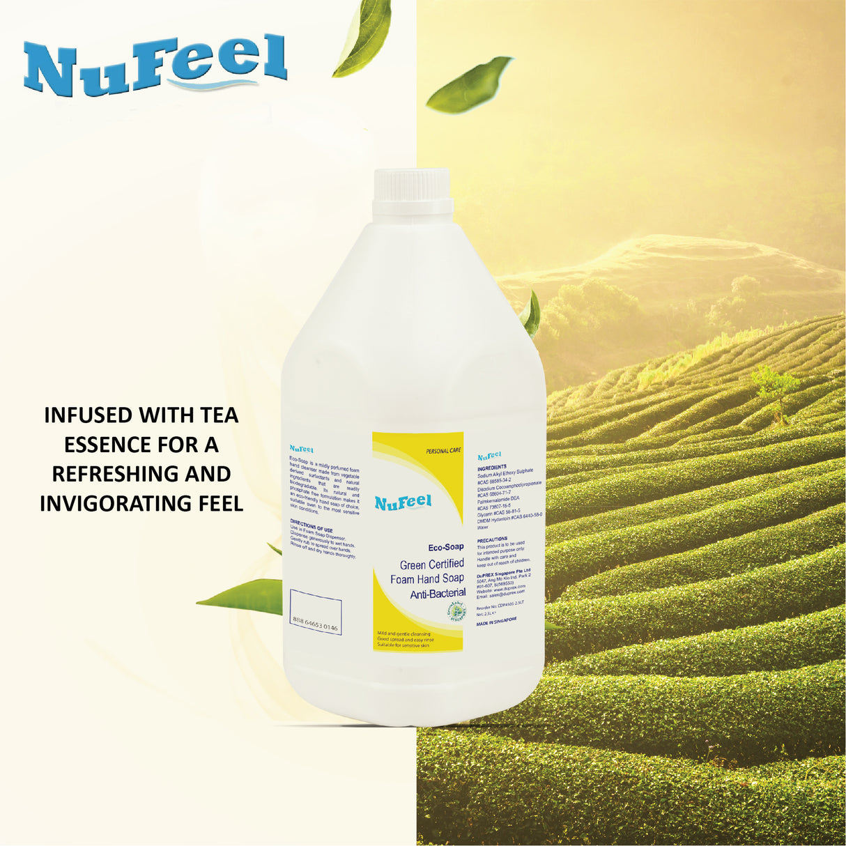 NuFeel® EcoSoap Green Label Certified Anti-Bacterial Foam Soap – Tea Essence 2 x 2.5LT