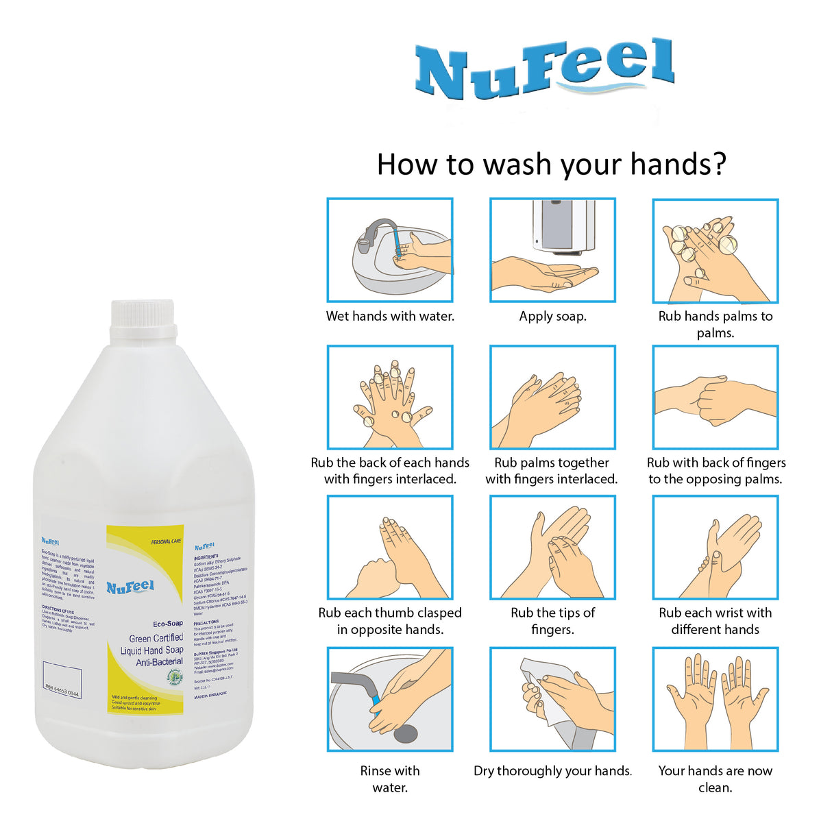 NuFeel® EcoSoap Green Label Certified Anti-Bacterial Liquid Hand Soap CDP4500 – Tea Essence 2 x 2.5LT