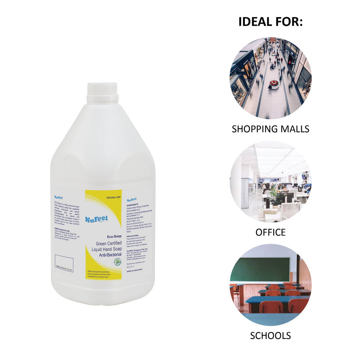 NuFeel® EcoSoap Green Label Certified Anti-Bacterial Liquid Hand Soap CDP4500 – Tea Essence 2 x 2.5LT