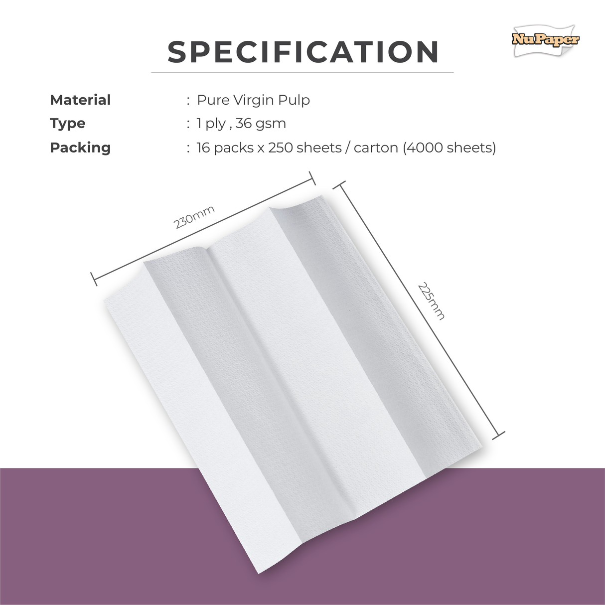NuPaper® M-Fold Paper Hand Towel ERE2076-3 (4000 sheets, 16 pkts per carton)