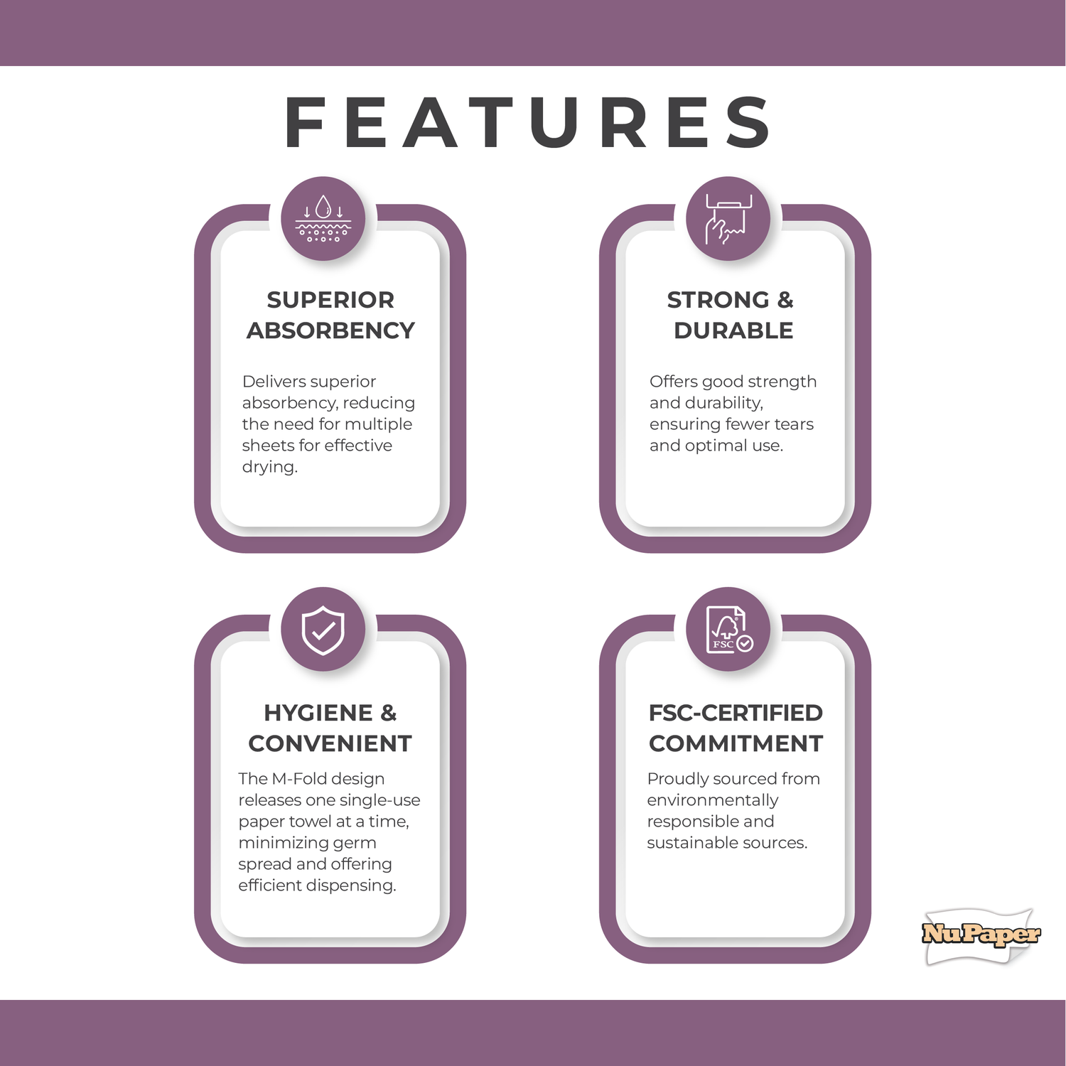 NuPaper® M-Fold Paper Hand Towel ERE2076-3 (4000 sheets, 16 pkts per carton)