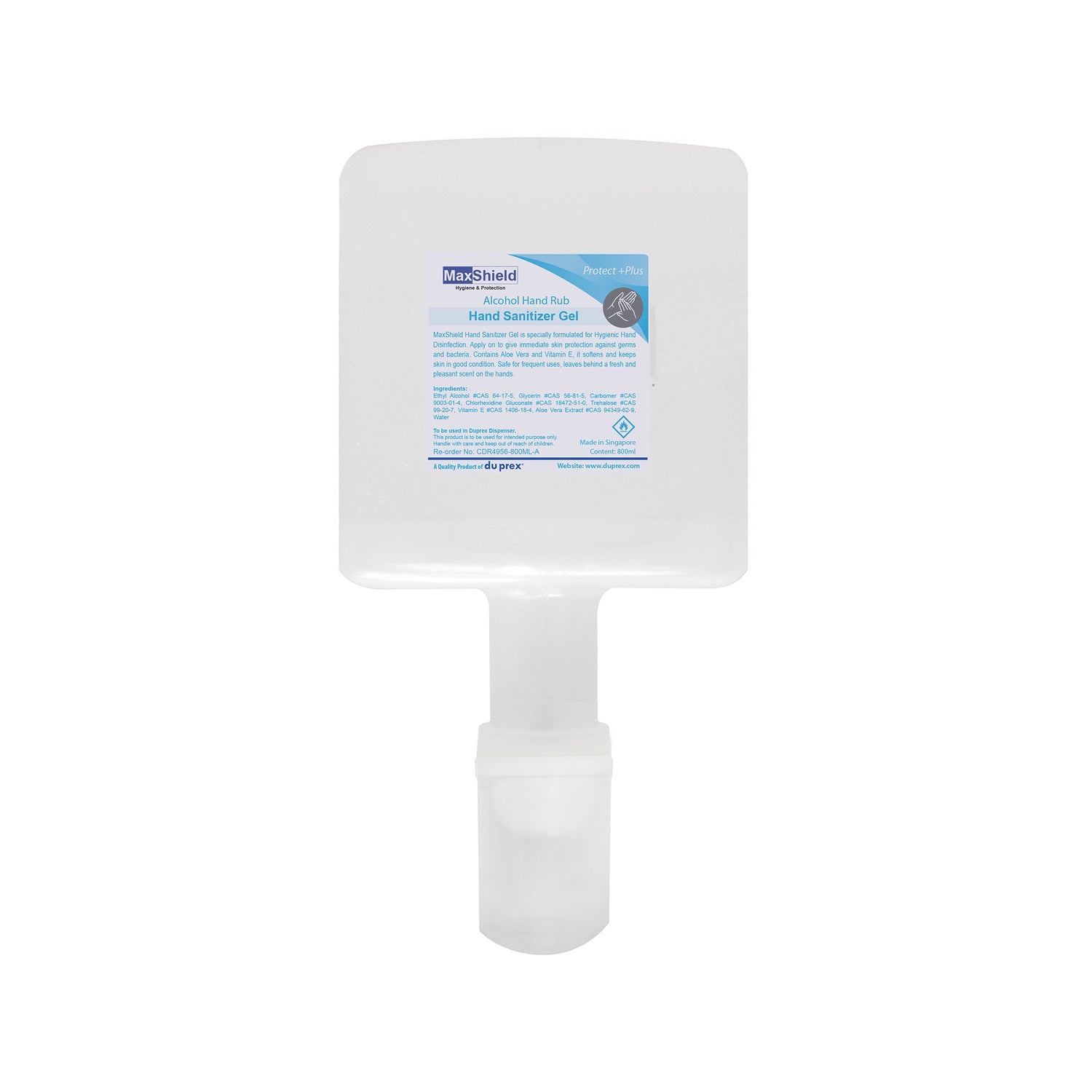 MaxShield® Hand Sanitizer Gel  Cartridges - Alcohol Hand Rub 6 x 800ml