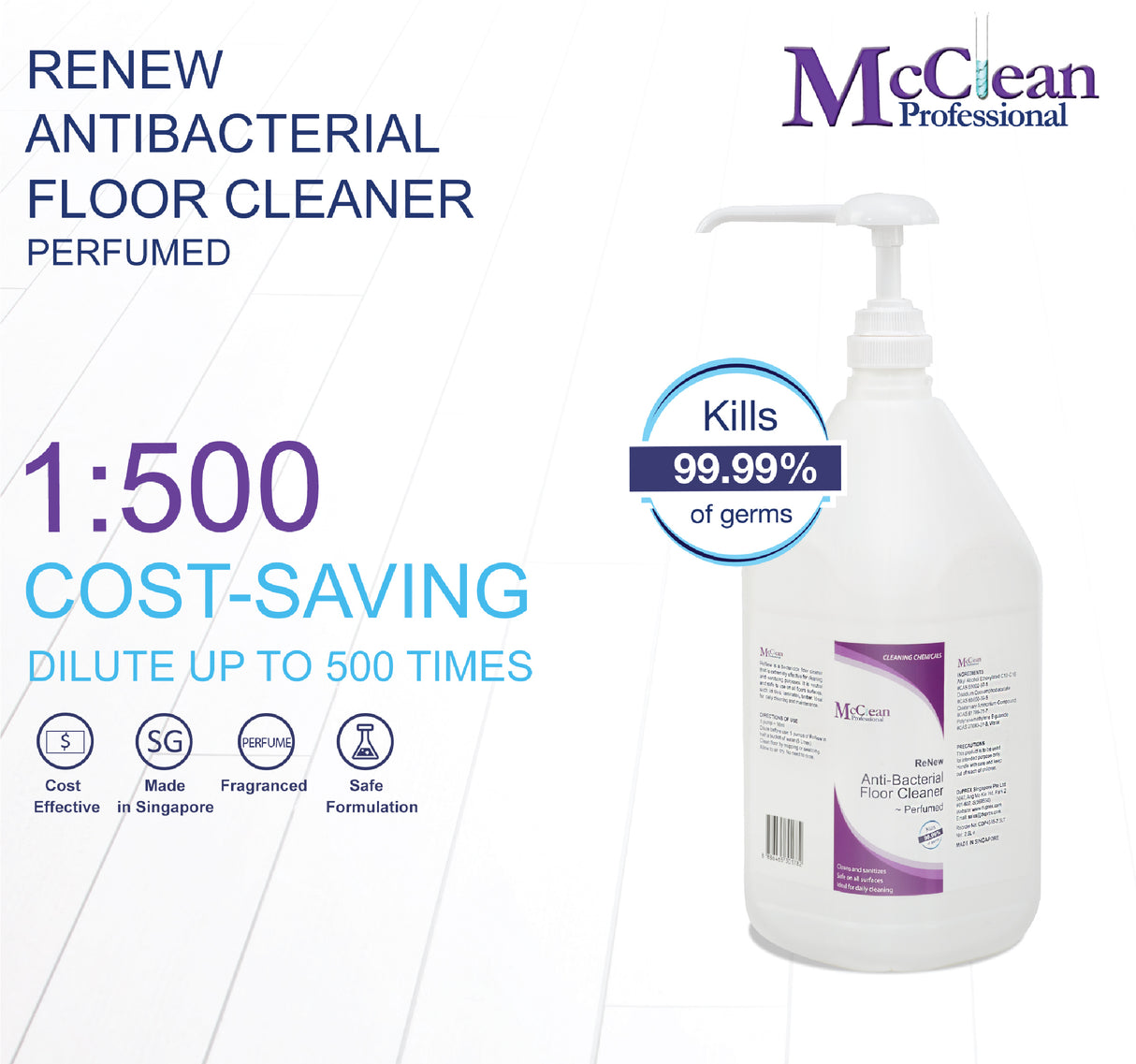 McClean – ReNew Anti-Bacterial Floor Cleaner ~ Perfumed 2x2.5LT