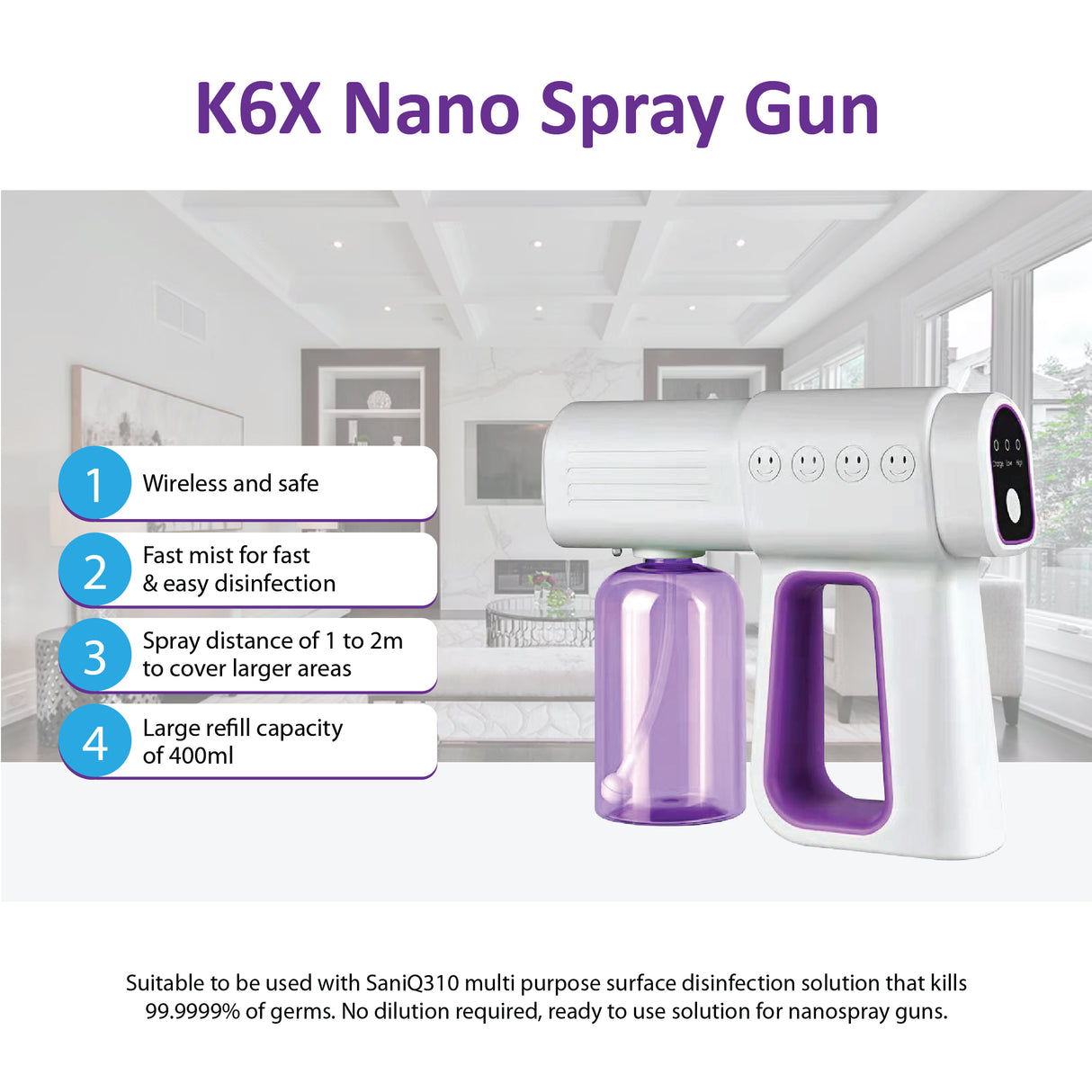 McClean® SaniQ310 Disinfection Solution – Multi-Purpose Surface Disinfectant 2 x 2.5LT