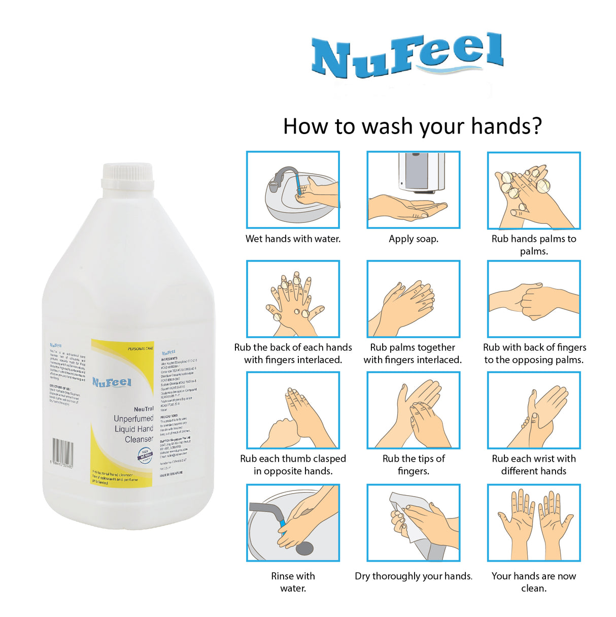 NuFeel® NeuTral Unperfumed Liquid Hand Cleanser 2 x 2.5LT
