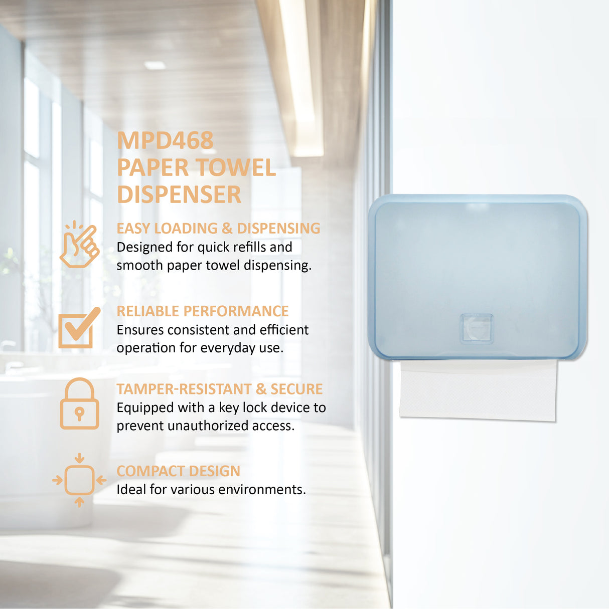 MPD468 Paper Towel Dispenser Frosty Blue