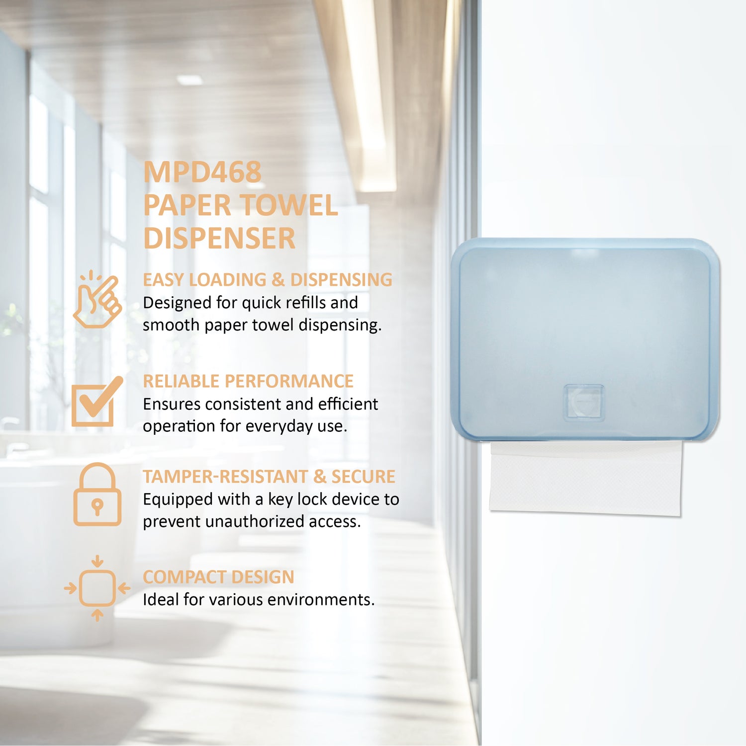 MPD468 Paper Towel Dispenser Frosty Blue