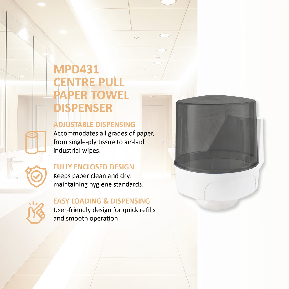 MPD431 Centre Pull Paper Towel Dispenser