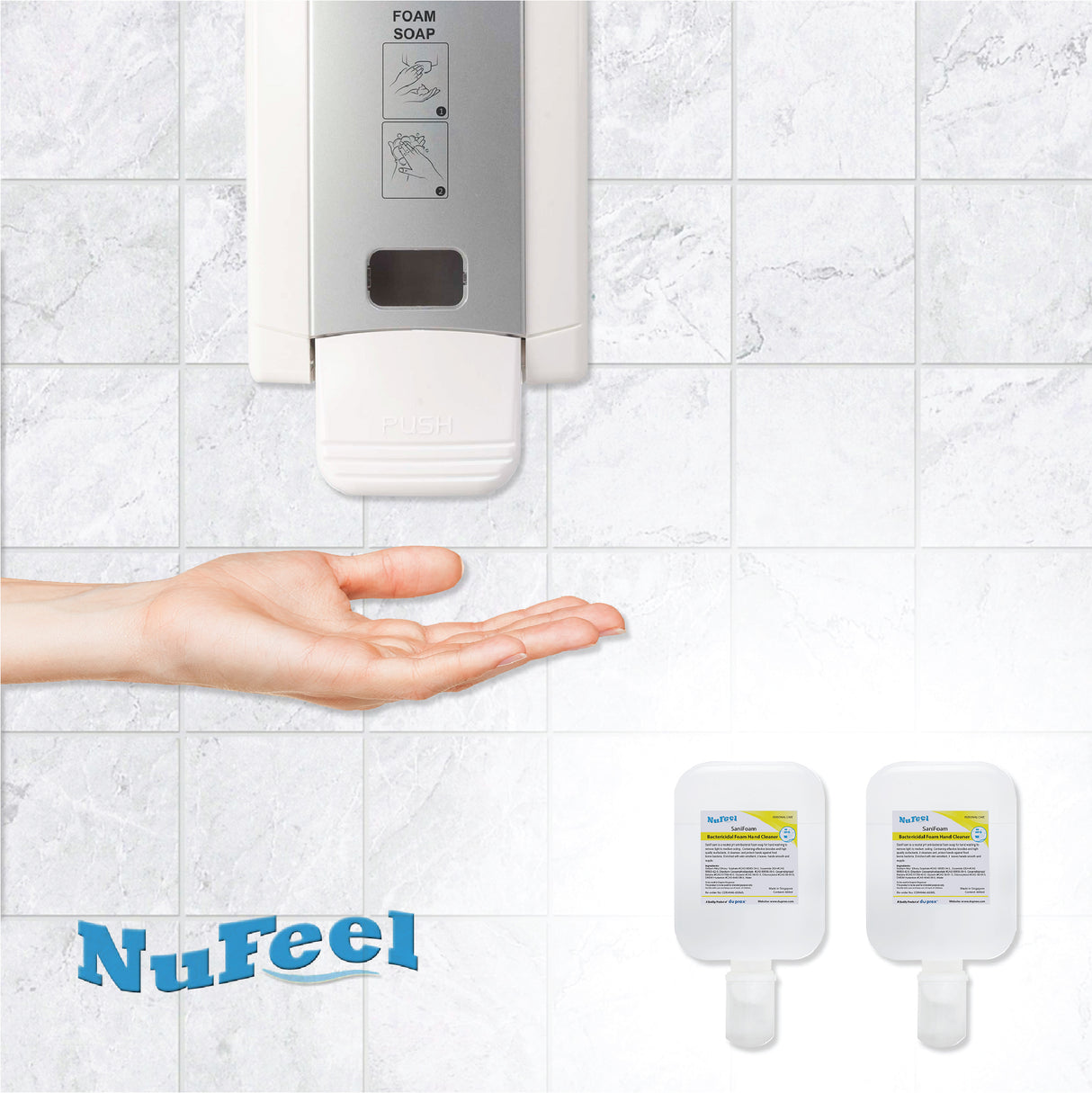 NuFeel® SaniFoam Anti-Bacterial Foam Hand Cleaner Cartridge 12 x 600ml cartridges (*Pre-Order)