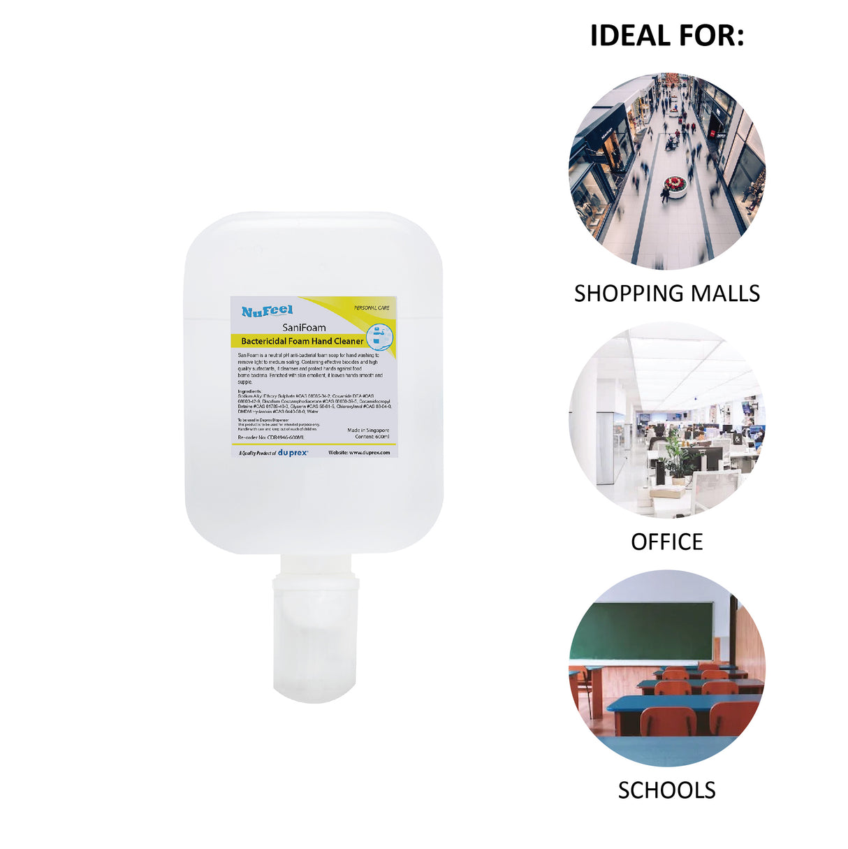 NuFeel® SaniFoam Anti-Bacterial Foam Hand Cleaner Cartridge 12 x 600ml cartridges (*Pre-Order)