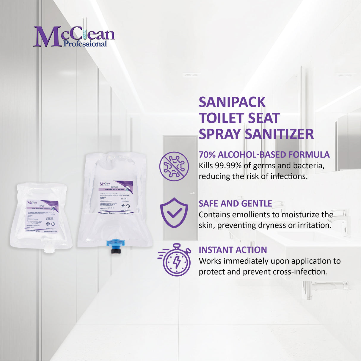 McClean® SaniPack Toilet Seat Spray Sanitizer