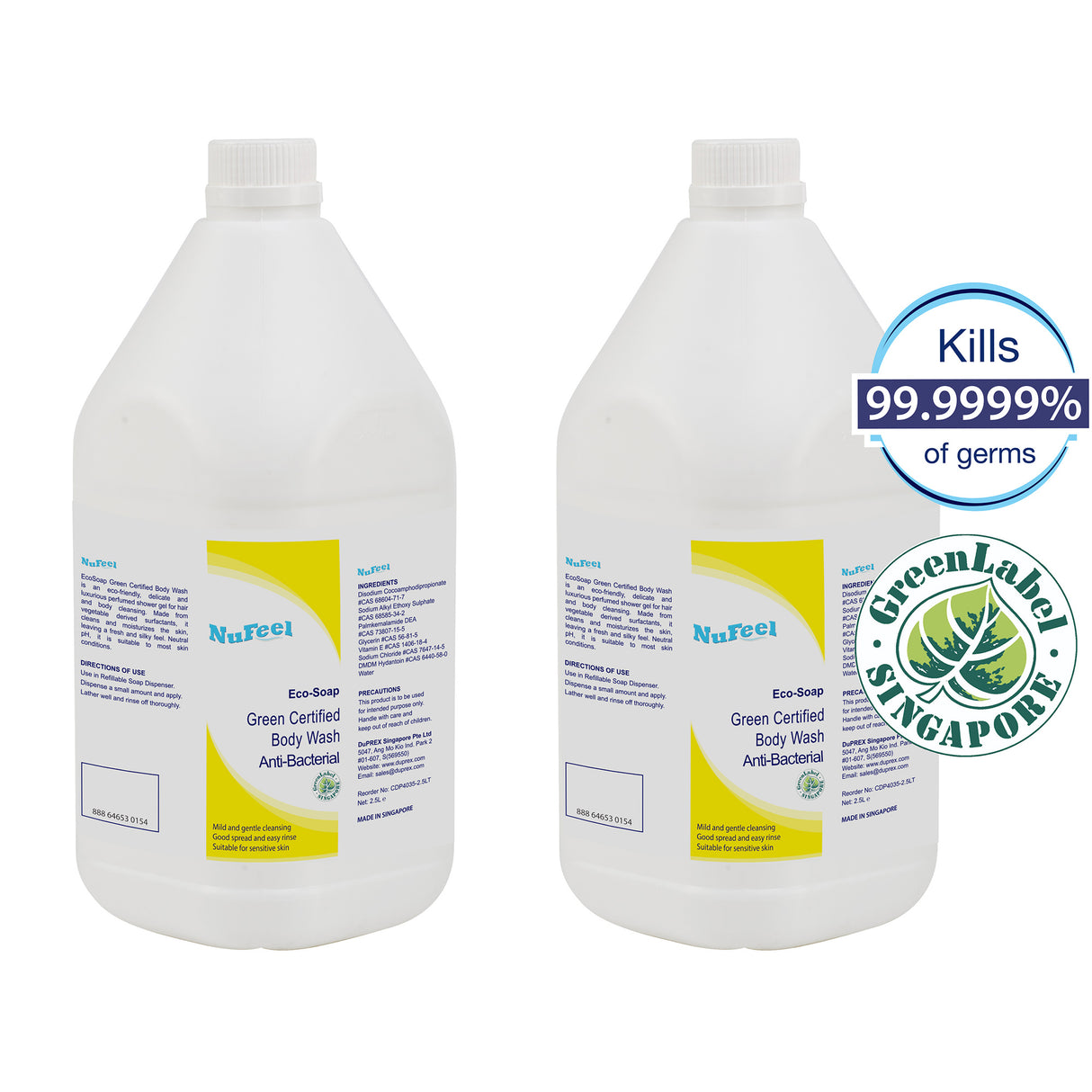 NuFeel® EcoSoap Green Label Certified Anti-Bacterial Body Wash 2 x 2.5LT