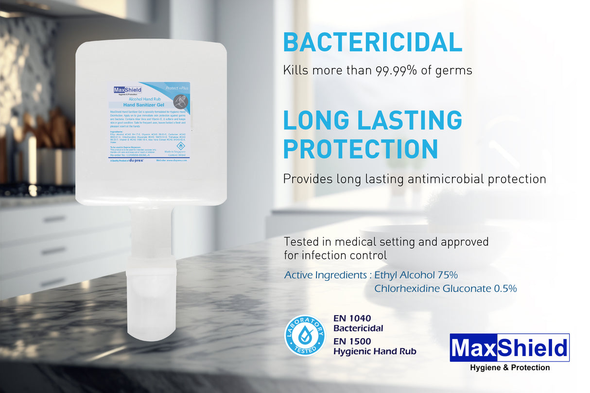 MaxShield® Hand Sanitizer Gel  Cartridges - Alcohol Hand Rub 6 x 800ml