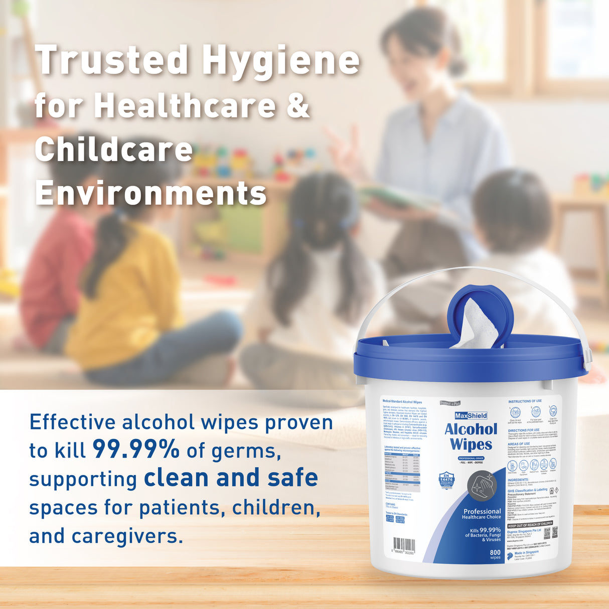 MaxShield Alcohol Wipes Bucket - 800 Wipes