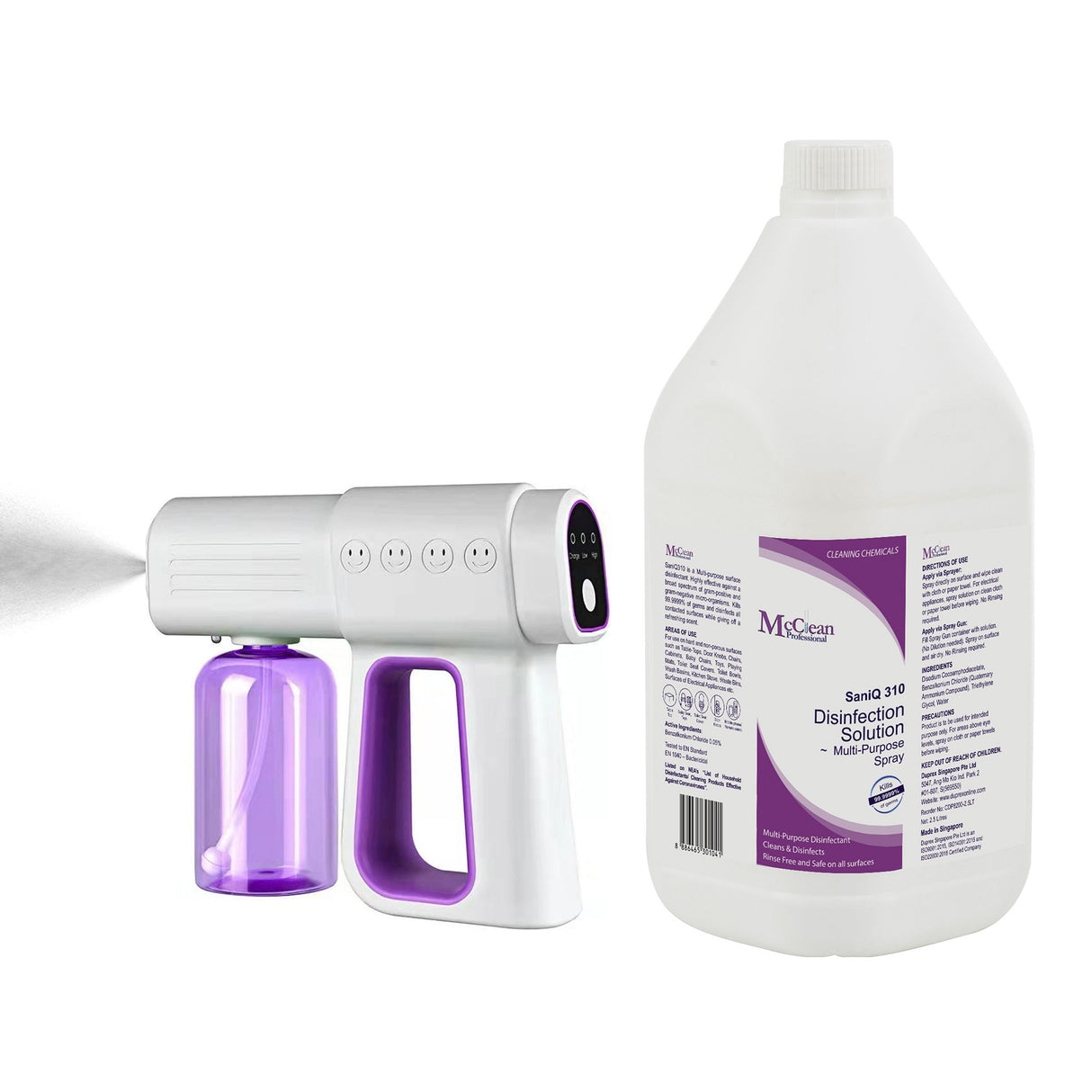 McClean® SaniQ310 Disinfection Solution – Multi-Purpose Surface Disinfectant 2 x 2.5LT